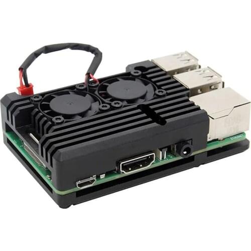 Raspberry Pi 3 Model B Plus Dedicated Aluminum Case with Dual Cooling Fan Metal Shell Black Housing