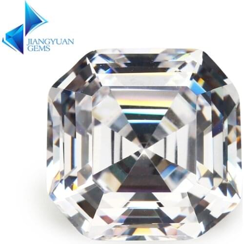 Size 3x3~12x12mm Square Shape Asscher Cut White 5A Loose Cubic Zirconia Stone Synthetic Gems Cubic Zirconia For Jewelry