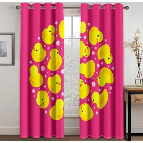 Pink Chick Pattern Printing Perforated Blackout Curtains for Living Room Bedroom Curtains Blackout 90% Machine Washable