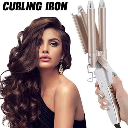 3 Barrel Curling Iron Wand Hair Waver Curler Iron Triple Barrels Hair Waving Styling Tools Crimping Tool for Deep Waves 40a