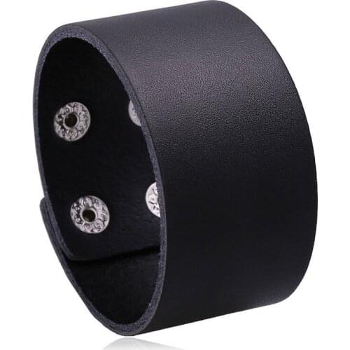 Punk Wide Leather Wrap Bracelet Men Charm Brown Black Bangles for Women Jewelry Fashion Wristband Best Gift Unisex Accessories