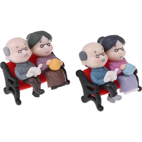 1PC Fairy Garden Micro Landscape Ornament Bonsai Miniatures Toy Couple Dolls Grandparents Figurines Home Decor