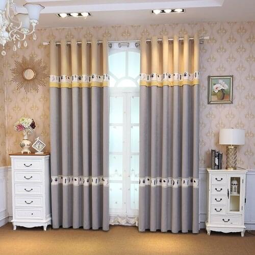 Modern European Splicing Shading Curtains for Living Dining Room Bedroom