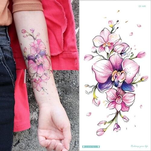 Flower Temporary Tattoos for Women Hand Tattoo Sticker Fashion Body Art Waterproof Arm Fake Tatoo Sleeve Wrist Ankle Legs Sexy