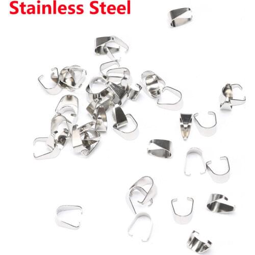 100pcs/lot 4*9mm Stainless Steel Bail Clasps Connector Bale Pinch Clasps for Bracelet Pendant Necklace Clasps Jewelry Making