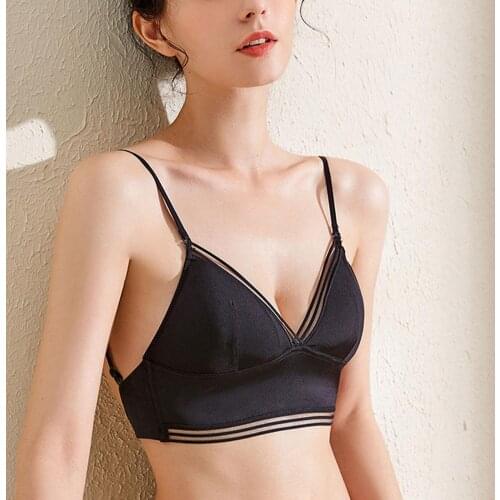 Women Sexy Backless Bra Lace Deep U Low Back Bralette Thin Cup Brassiere Halter Soft Seamless Elastic Underwear Tank Tops