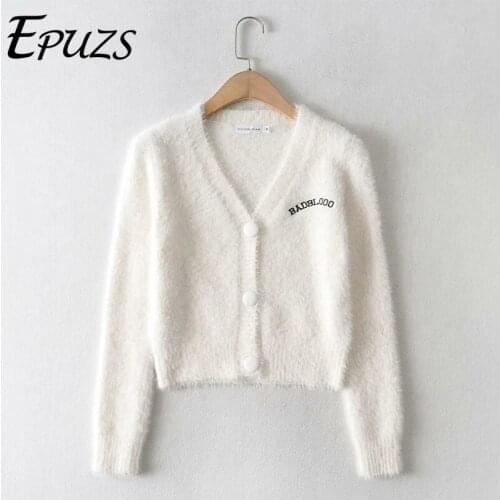 Autumn knitted sweater women 2020 korean style sweet cute slim white cardigans sweaters casual long sleeven V-Neck chic sweaters