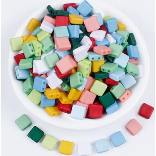 100-300Pcs Mix Color Acrylic Beads Double Hole Flat Shape Loose Spacer Beads for Diy Bracelets Necklace Jewelry Crafts Accessory