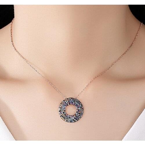 2020 New Qing Se Necklace Fashion Retro Ethnic Geometric Pendant Color Copper Gold-plated Inlaid AAA Zircon Ladies Necklace Gift