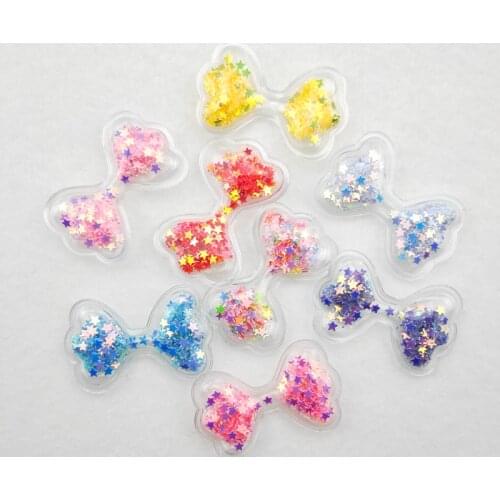 32Pcs/lot 4*2.5cm PVC Bowknot Applique With Filling for Children Hair Clip Accessories Or Bag Shoe Accessoires