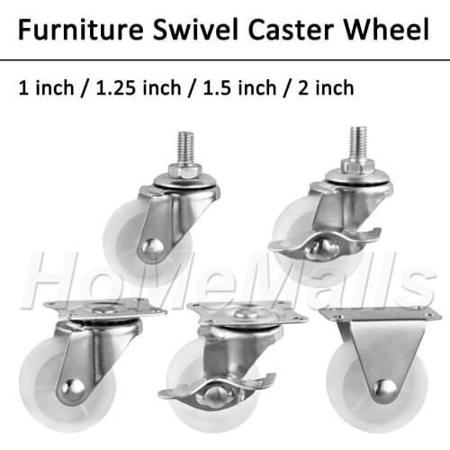 4 Pack Swivel Caster Wheels PP Caster with 360 Degree Furniture Plate Castors Safety No Noise and Protect Floor From Scratches