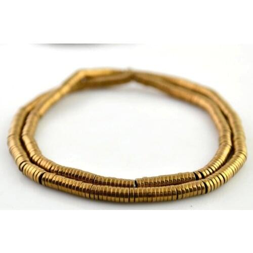 5pcs 1x4mm Coin Roundel Shape Spacer Beads Red Copper Color Plated Hematite Loose Beads