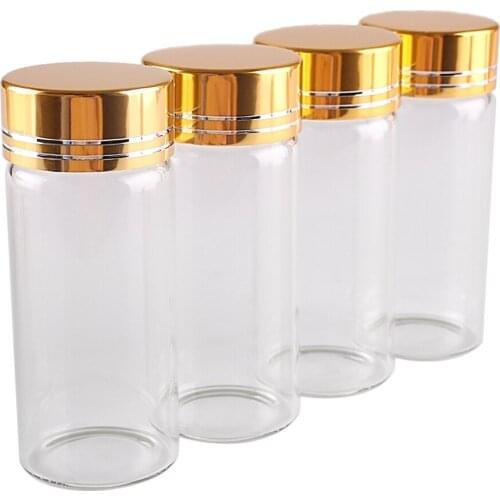5pcs 30ml 30*70mm Glass bottles Perfume Bottles with Golden Caps Spice Jars Potion bottles for Wedding favors