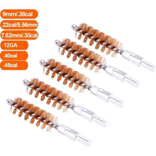 5Pcs Phosphor Bronze Bore Brush Gun Clean Brush for 9mm 7.62mm 5.56mm .38/.30/.22/.45cal 12GA 40GA Shotgun Thread 8-32 5/16"*26T