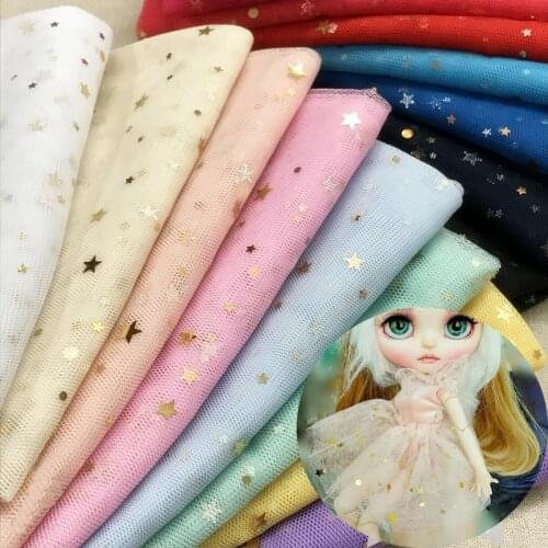 50*150cm Fantasy Star Yarn Fabrics DIY Clothes For BJD Blyth Barbi Dolls Bubble Dress DIY Sewing Material Accessories