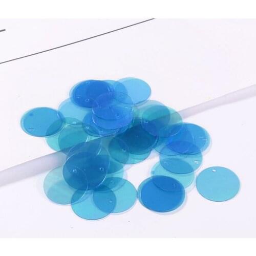 90pcs/lot Transparent Blue Sequin Large Round Sequins 20mm PVC loose Sequin Paillettes Sewing Decoration Craft With Side Hole