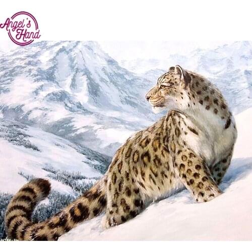 5D DIY diamond embroidery Snow leopard diamond painting Cross Stitch full square Rhinestone mosaic home decoration gift