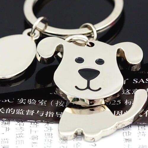 FREE SHIPPING BY DHL 100pcs/lot New Zinc Alloy Lovely Head Movable Dog Keychains Puppy Keyrings for Gifts