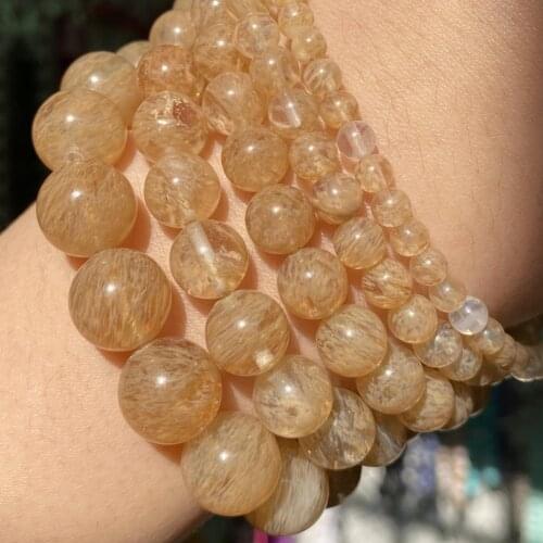 Synthetic Citrines Round Natural Mineral Stone Beads For Jewelry Making Loose Spacer Beads Diy Bracelet Necklace 4 6 8 10 12mm