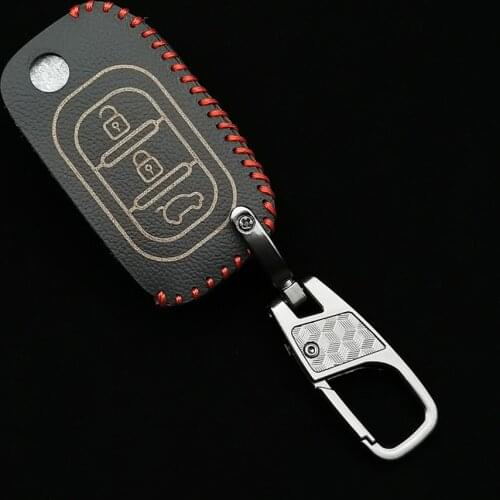 Car Flip keys Leather Cases Fob Cover For LADA Sedan Largus Kalina Granta Vesta X-Ray XRay Folding Keychain Key Ring