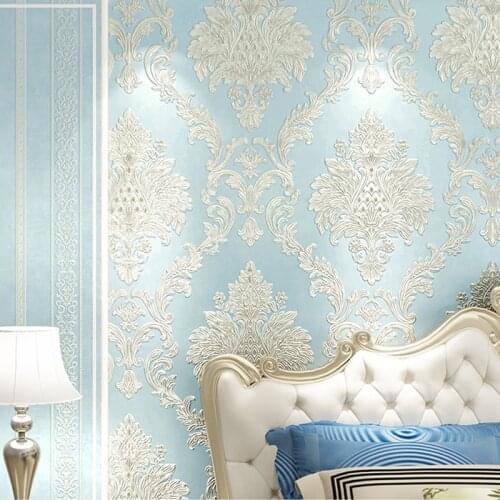 Damascus 3D Stereoscopic Embossed Wallpaper European Style Luxury Non-woven Bedroom Living Room TV Background Striped Wallpaper