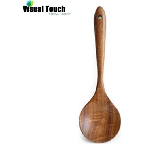 Visual Touch Wooden Spoon Teak Kitchen Cooking Utensil Tool Soup Ladle Scoop Teaspoon Catering Cuchara De Madera
