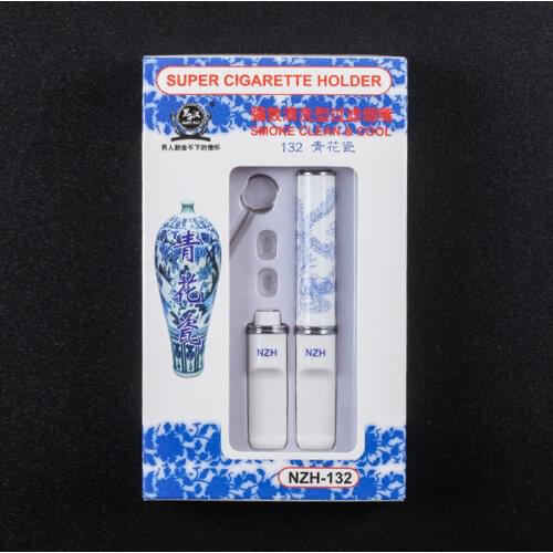Cigarette Filter Resin Cleanable Cigarette Holder with Double Mouthpiece and gift pack NHZ-132