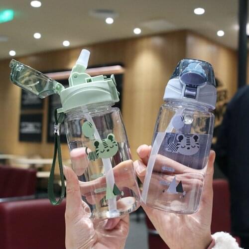 550ML Children Bottle for Outdoor Travel School Cute Cartoon Animal Baby Water Bottle with Shoulder Strap for Boy Girl