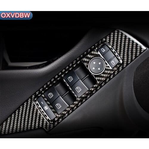 For mercedes W204 C class LHD RHD car interior decoration Carbon Fiber Window Lifter Switch Control Panel Stickers accessories