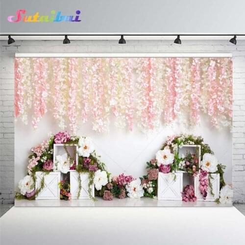 Flowers Curtain Wedding Photo Background Decorations Photography Backdrop Baby Shower Girls Portrait Photocall Studio Background
