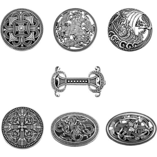 Viking Irish Carved Symbol Brooches Pin Shawl Cloak Pin Wiccan Norse Jewelry