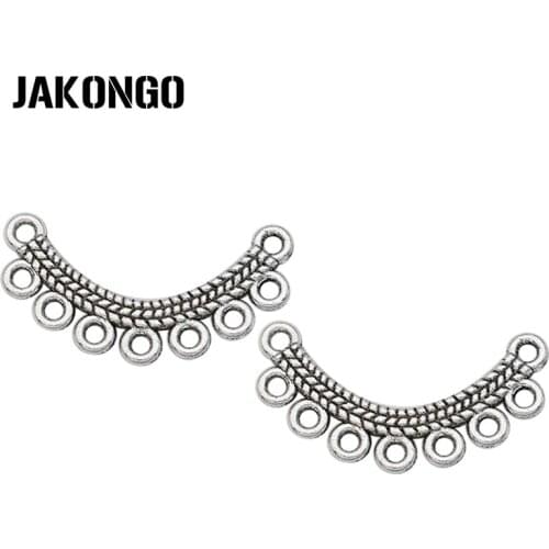 JAKONGO 20pcs Antique Silver Plated 2-7 Connector for Jewelry Making Bracelet Earrings DIY Accessories 43x14mm