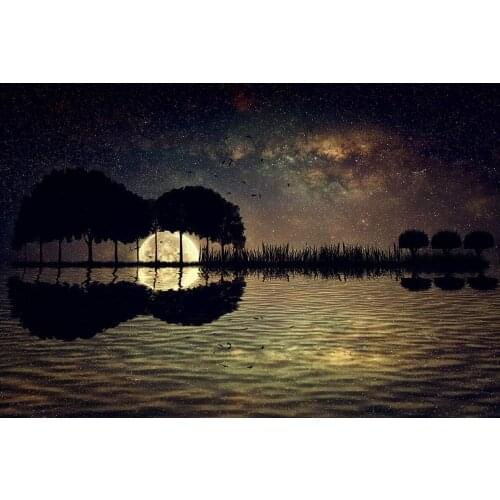 JMINE Div 5D Abstract Music Guitar Landscape Night Moon River Full Diamond Painting kits art Scenic 3D paint by diamonds
