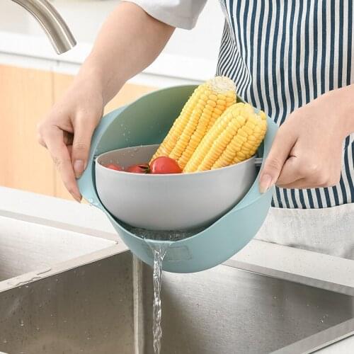 Kitchen Multifunctional Draining Basket Household Plastic Storage Basket Draining Basin Fruit Vegetable Double-layer Drain Tool