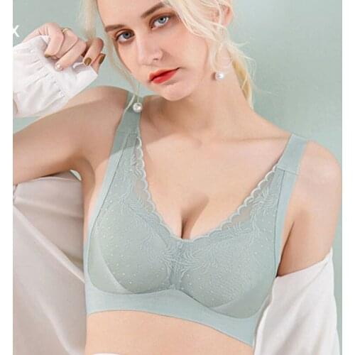 Latex traceless underwear womens chest wrapped without steel ring thin gathered bra vest sports comfort lace sleeping back bra