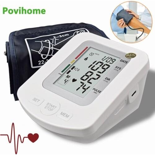 Povihome Blood Pressure Monitor Digital LCD Display Arm Pressure Meter Automatic Medical Tonometer Home Health Care Tool