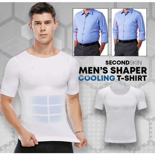 Mens Shaper Cooling T-Shirt Compression Shapewear Body Shaper Chest Binder Shirt Slimming Waist Tummy Trimmer Shapers Body Top