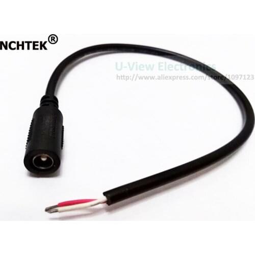 NCHTEK CCTV DC Plug Connector 5.5x2.5MM Female Jack Socket With Cord Cable About 30CM/Free Shipping/6PCS