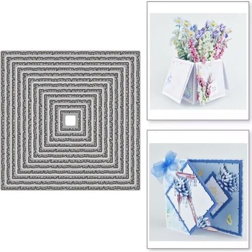 2021 New Square Wave Border Metal Cutting Dies Stamps Dies Scrapbooking Mold Cut Childrens Handmade Tools DIY Craft Decoration