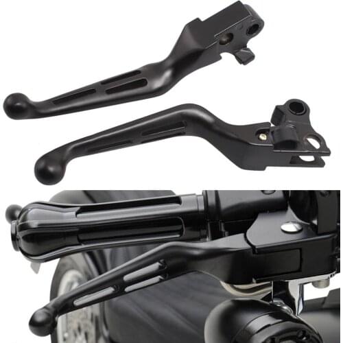 Black Aluminum Clutch Brake Lever Slotted Cut Hand Control Lever For Harley Road King Dyna Softail Fat Boy 1996-2017 Motorcycles