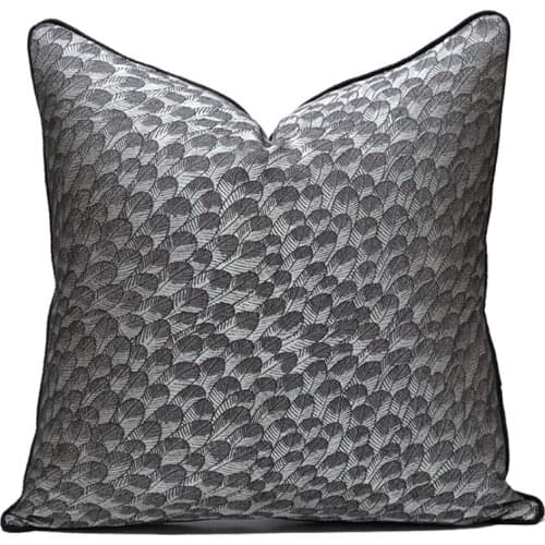Light Luxury Jacquard Pillow Cover Embroidery Dark Gray Feather Pillowcase Modern Designer Home Hotel Bed Sofa Seat Cushion Case