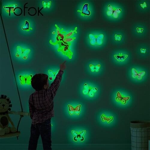 Butterfly Fairy Luminous DIY Bedroom Childrens Room Home Decoration Wall Stickers Living Room Childrens Room Art Mural Decal