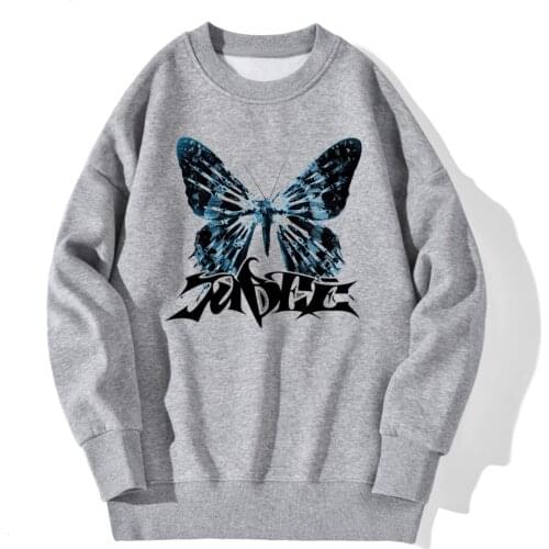 Butterfly Cartoon Drop shoulders Sweatshirt For Mens Casual Long Sleeve Tops Leisure Pullovers Winter Autumn Supoleron Hombre