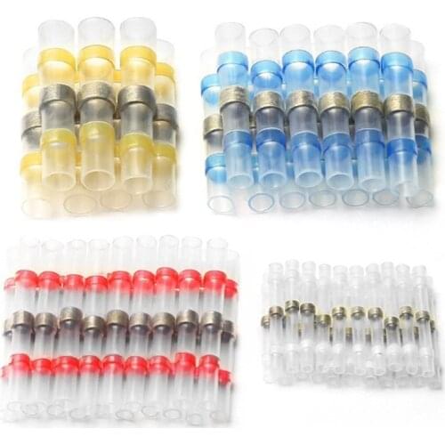 50/100/250Pcs Heat Shrink Butt Crimp Terminals Waterproof Solder Wire Cable Splice Terminal Kit for Boat Automobile Motorcycle