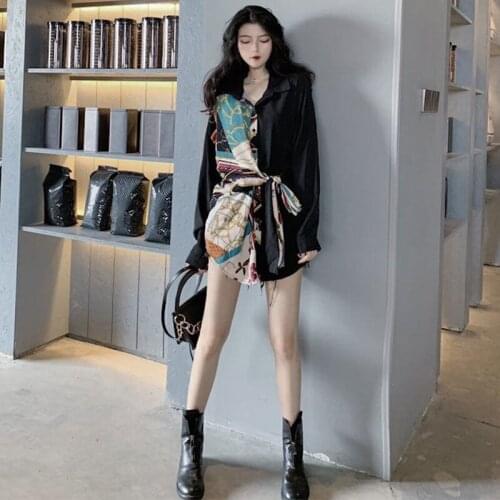 HStar 2020 spring women Korean Chic long sleeve blouse lady sales print shirts female Turn down collar loose shirts