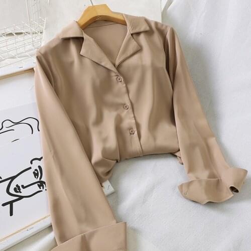 Women Shirt Female Korean Long Sleeves Turn-Down Chiffon Solid Blouses Office Ladies Summer Casual Shirts Tops