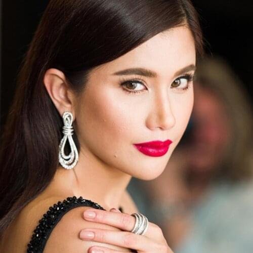 Be 8 Luxury Wedding Water Drop Long Earrings for Women Bridal Copper Zircon Shining Full Cubic Zircons Fashion Drop EarringE804