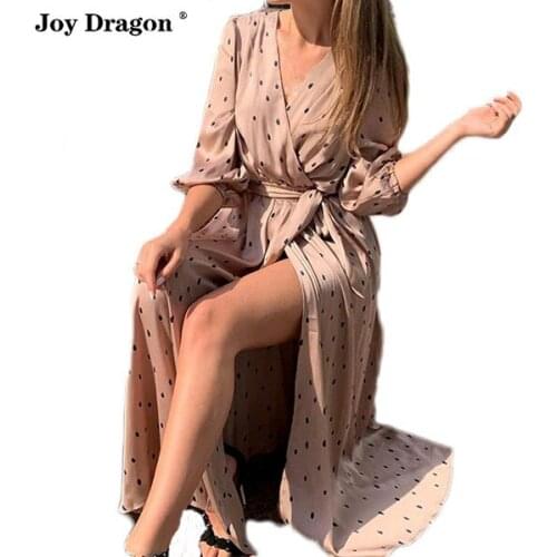 Summer Women Casual V-neck High Waist Belt Polka Dot Dress Zomerjurk Dames Vetement Femme Vestidos Fiesta sukienki damskie