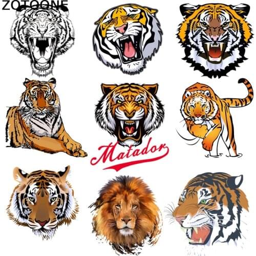 ZOTOONE Cartoon Tiger Heat Transfer Patch DIY Clothing Hot Printing Patterns Grade A Paste Powder Offset Hot Printing Sticker D