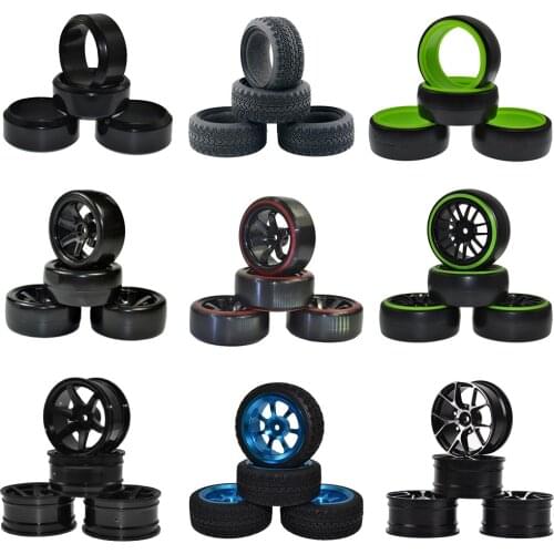 1/10 RC Rubber Tires and Wheel Rims for Tamiya TT01 TT02 TT01E TT01D Type-E Kyosho Sakura HSP HP 53293 53294 53956 53456 51023